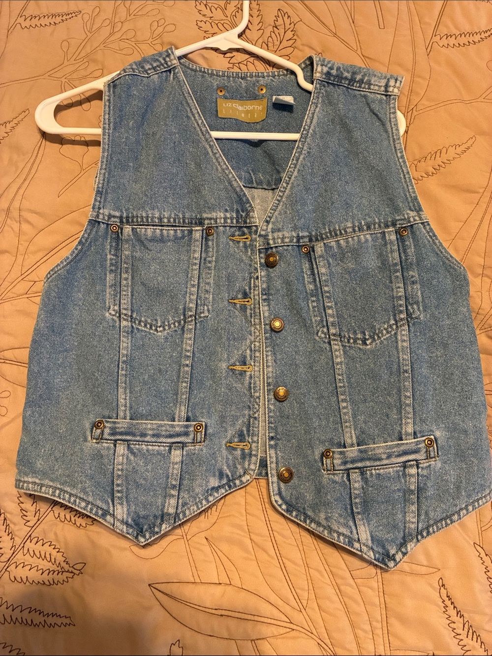 Liz Claiborne Light Blue Denim Workwear Vest